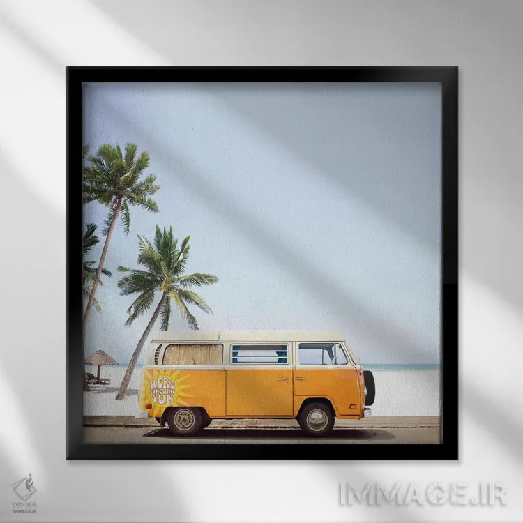 تابلو خورشید میآید (ارجاع به ترانه) اثر ارین سامر - نمای قابدار مشکی