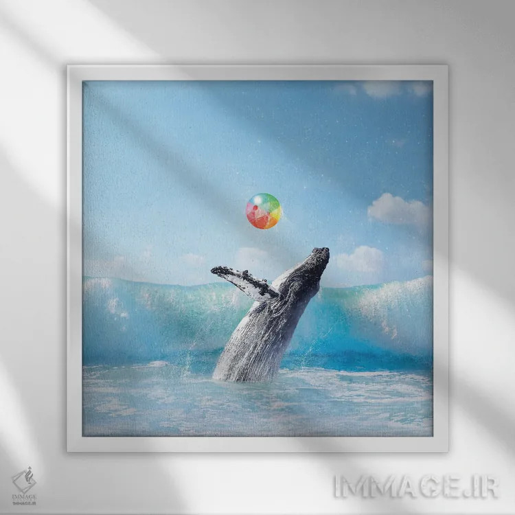 تابلو ترکاندن موج (درخشیدن) اثر ارین سامر - نمای قابدار سفید