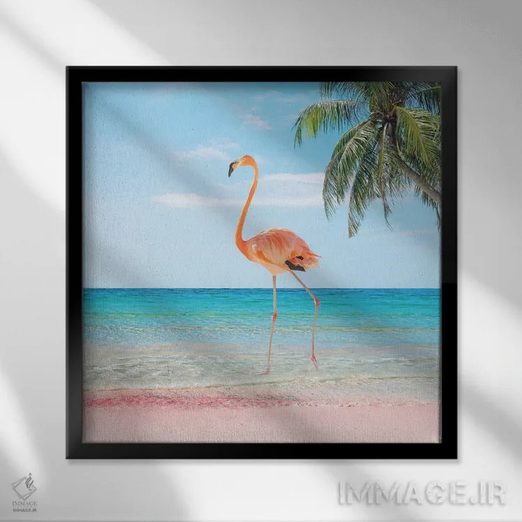 تابلو گامزدن در ساحل اثر ارین سامر - نمای قابدار مشکی