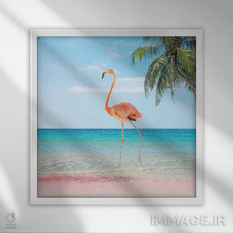 تابلو گامزدن در ساحل اثر ارین سامر - نمای قابدار سفید