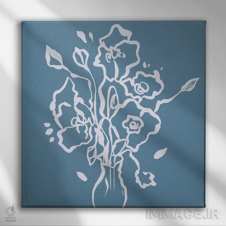 تابلو گلدان خطی اثر ادسون راموس - نمای روبهرو روی دیوار