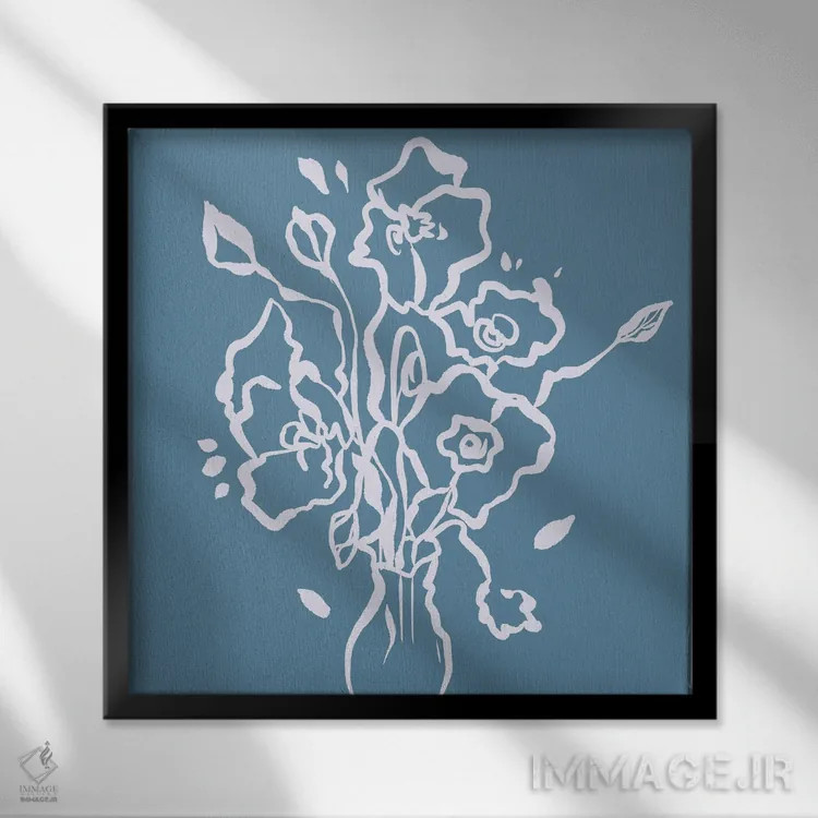 تابلو گلدان خطی اثر ادسون راموس - نمای قابدار مشکی