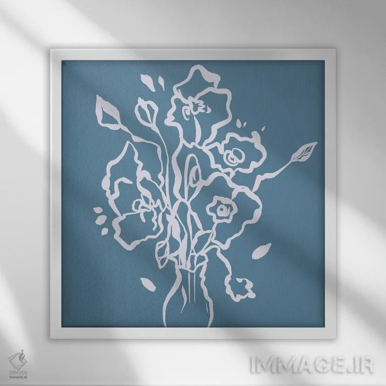 تابلو گلدان خطی اثر ادسون راموس - نمای قابدار سفید