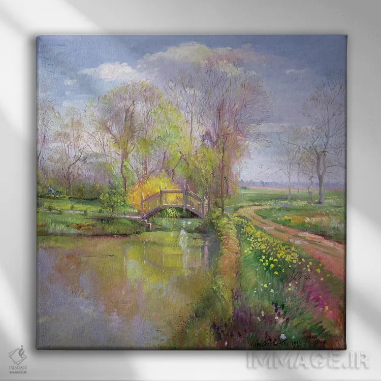 تابلو پل بهاری، ۱۹۹۲ اثر تیموتی ایستون - نمای روبهرو روی دیوار