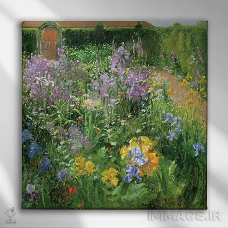 تابلو راکت شیرین، دیجیتالیس و زنبقها اثر تیموتی ایستون - نمای روبهرو روی دیوار