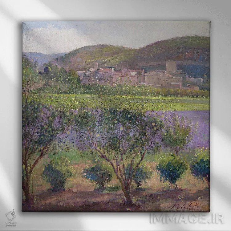 تابلو اسطوخودوس از میان درختان به، مونکلوس اثر تیموتی ایستون - نمای روبهرو روی دیوار