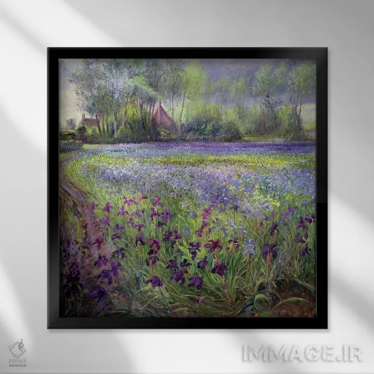 تابلو جاده کنار مزرعه زنبق، ۱۹۹۱ اثر تیموتی ایستون - نمای قابدار مشکی