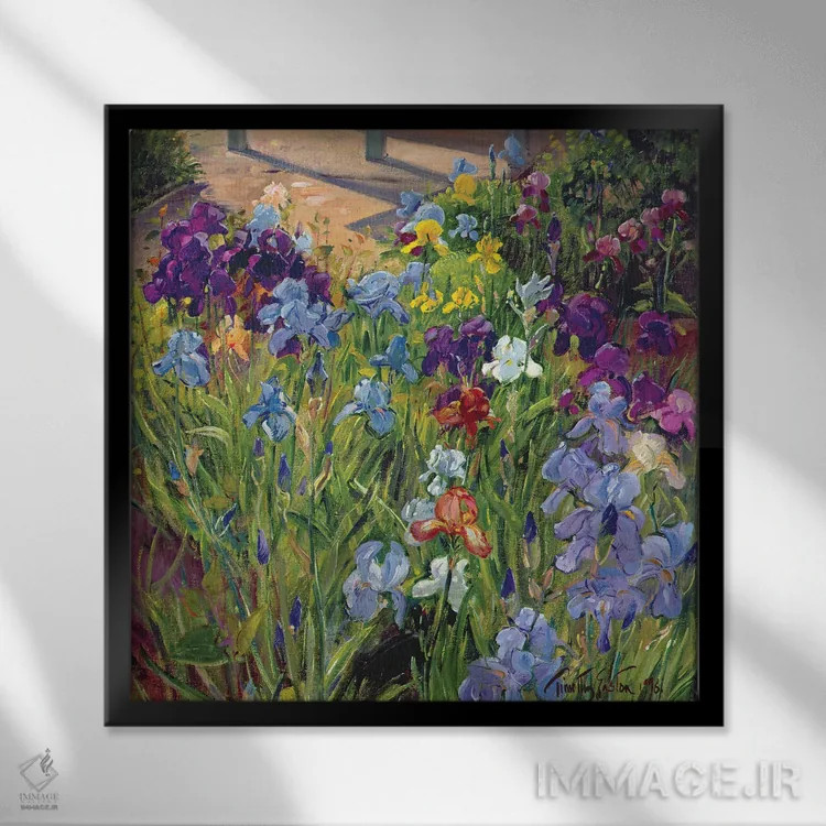 تابلو زنبقها و سایههای خانه تابستانی، ۱۹۹۶ اثر تیموتی ایستون - نمای قابدار مشکی