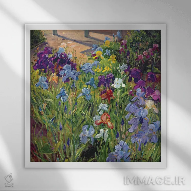 تابلو زنبقها و سایههای خانه تابستانی، ۱۹۹۶ اثر تیموتی ایستون - نمای قابدار سفید