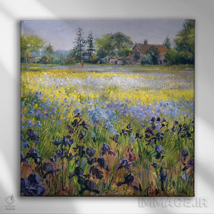 تابلو زنبقها و دو کاج، ۱۹۹۳ اثر تیموتی ایستون - نمای روبهرو روی دیوار