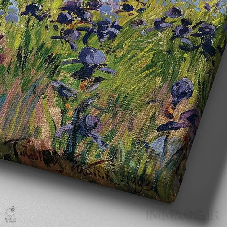 تابلو زنبقها و دو کاج، ۱۹۹۳ اثر تیموتی ایستون - نمای نزدیک بافت بوم