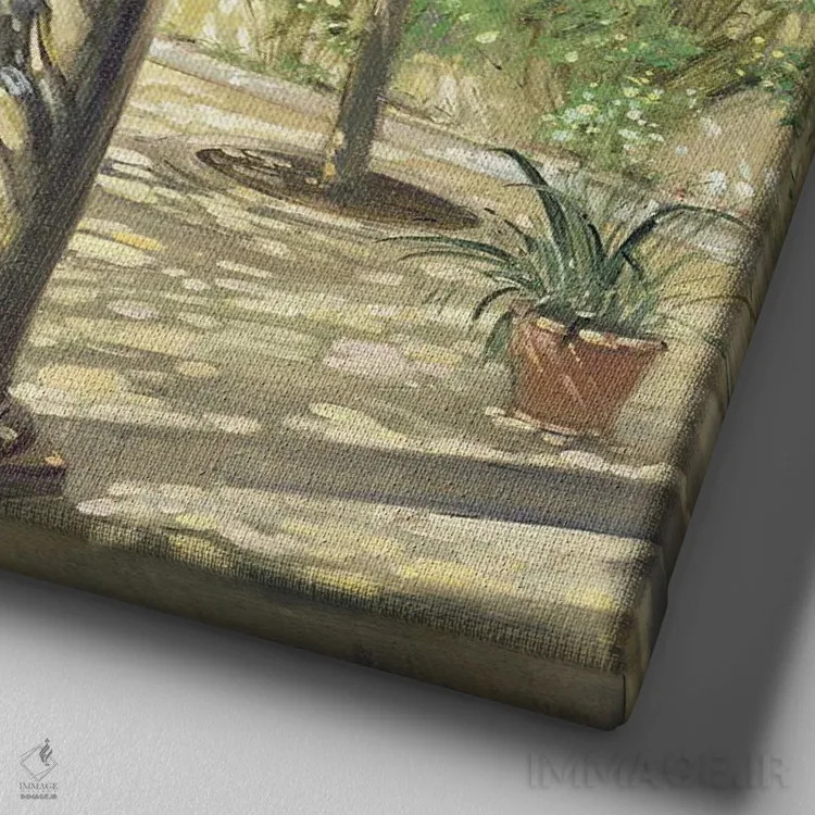 تابلو حیاط سایهدار، کاخ ویانا، کوردوبا اثر تیموتی ایستون - نمای نزدیک بافت بوم