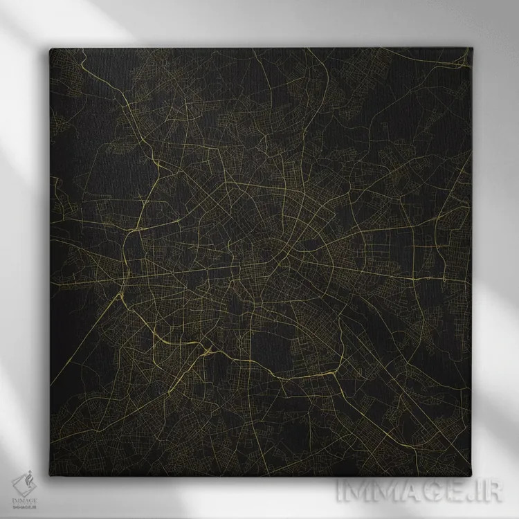 تابلو نقشه راههای شهری برلین (زرد) اثر اوربانمپ (نقشه شهری؛ استودیو نقشه یا طراح) - نمای روبهرو روی دیوار