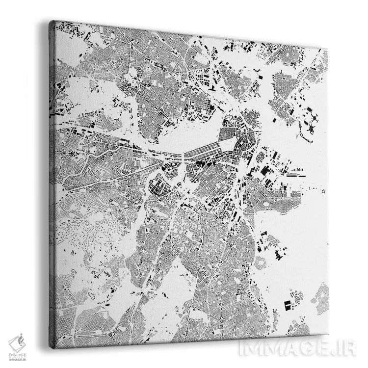 تابلو نقشه شهری بوستون (سفید) اثر اوربانمپ (نقشه شهری؛ استودیو نقشه یا طراح) - نمای پرسپکتیو محصول