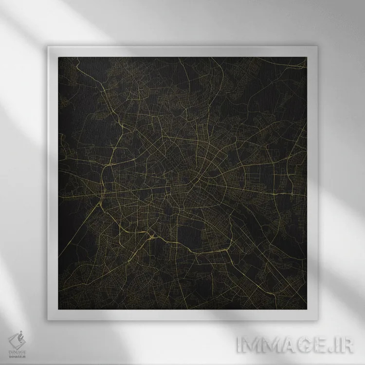 تابلو نقشه راههای شهری برلین (زرد) اثر اوربانمپ (نقشه شهری؛ استودیو نقشه یا طراح) - نمای قابدار سفید