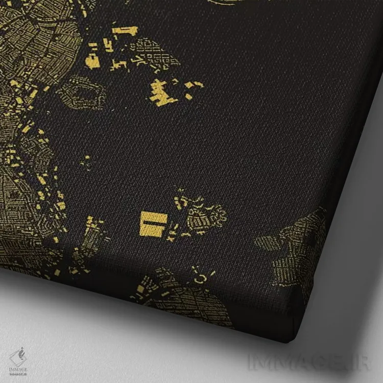 تابلو نقشه شهری بوستون (زرد) اثر اوربانمپ (نقشه شهری؛ استودیو نقشه یا طراح) - نمای نزدیک بافت بوم