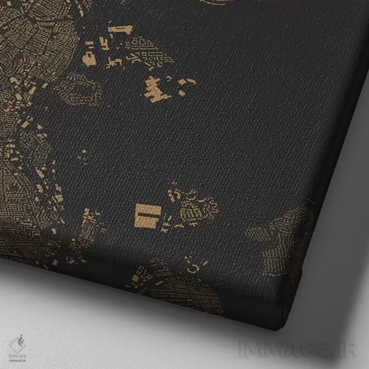 تابلو نقشه شهری بوستون (طلایی) اثر اوربانمپ (نقشه شهری؛ استودیو نقشه یا طراح) - نمای نزدیک بافت بوم