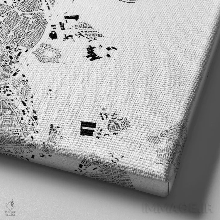 تابلو نقشه شهری بوستون (سفید) اثر اوربانمپ (نقشه شهری؛ استودیو نقشه یا طراح) - نمای نزدیک بافت بوم