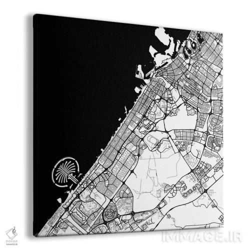 تابلو نقشه شهری دبی (سیاه) اثر اوربانمپ (نقشه شهری؛ استودیو نقشه یا طراح) - نمای پرسپکتیو محصول