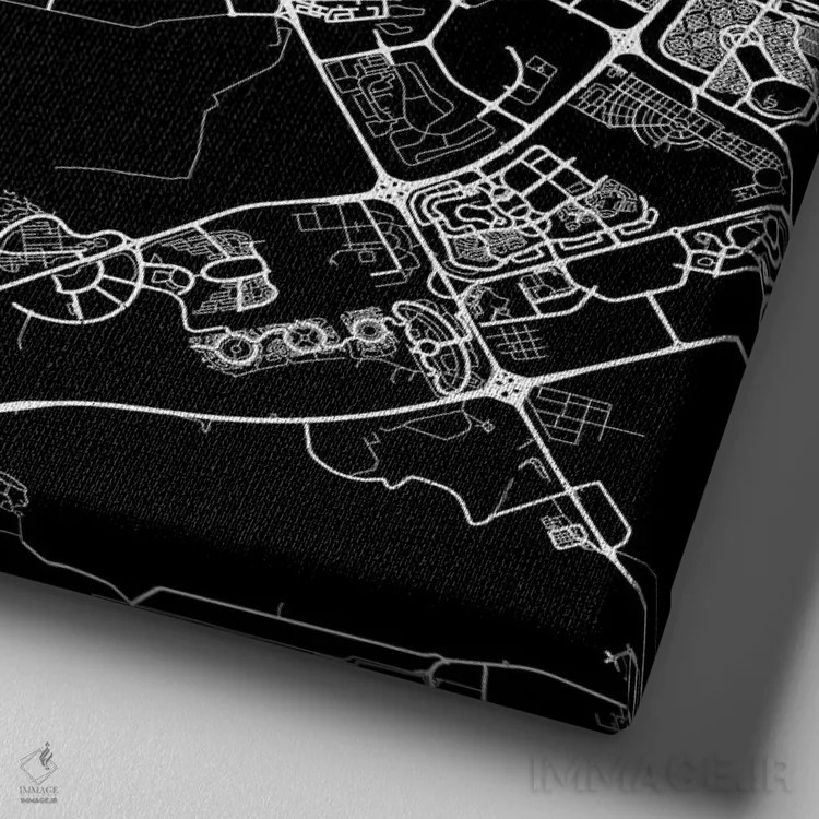 تابلو نقشه شهری دبی (سفید) اثر اوربانمپ (نقشه شهری؛ استودیو نقشه یا طراح) - نمای نزدیک بافت بوم