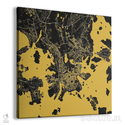 تابلو نقشه شهری هلسینکی (زرد) اثر اوربانمپ (نقشه شهری؛ استودیو نقشه یا طراح) - نمای پرسپکتیو محصول