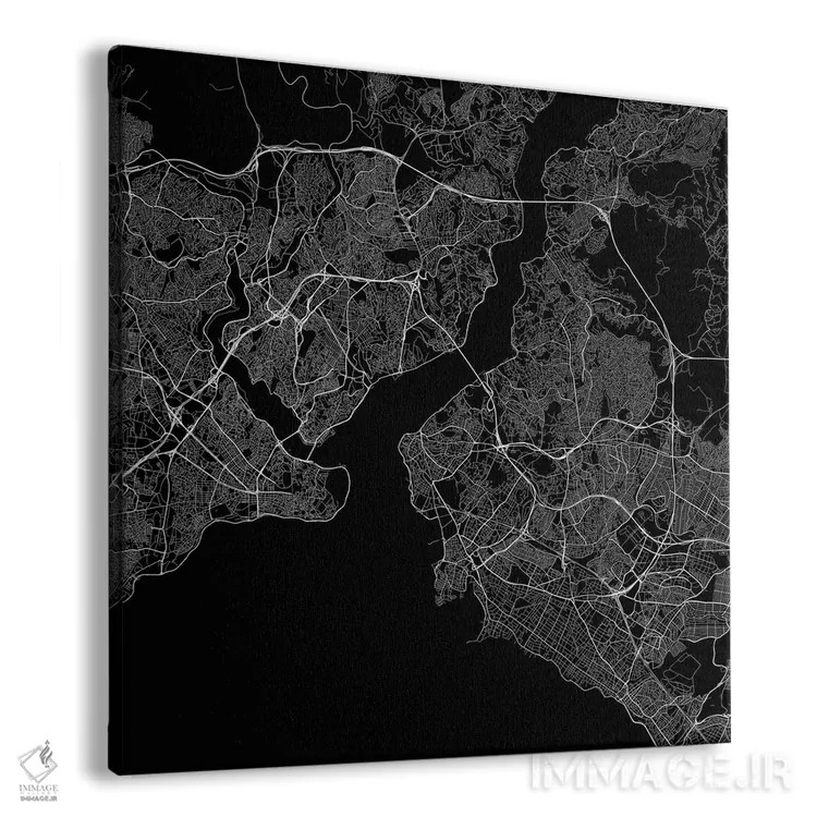 تابلو نقشه راههای شهری استانبول (سیاه) اثر اوربانمپ (نقشه شهری؛ استودیو نقشه یا طراح) - نمای پرسپکتیو محصول