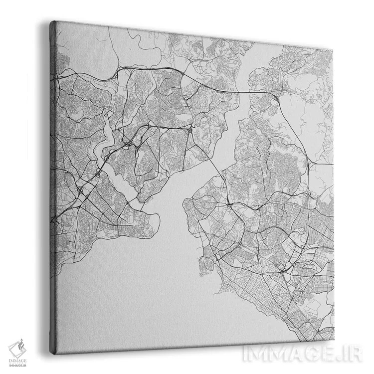 تابلو نقشه راههای شهری استانبول (سفید) اثر اوربانمپ (نقشه شهری؛ استودیو نقشه یا طراح) - نمای پرسپکتیو محصول