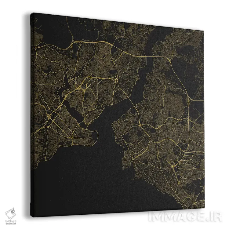 تابلو نقشه راههای شهری استانبول (زرد) اثر اوربانمپ (نقشه شهری؛ استودیو نقشه یا طراح) - نمای پرسپکتیو محصول