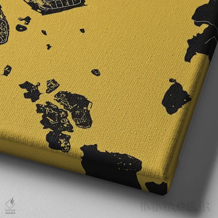 تابلو نقشه شهری هلسینکی (زرد) اثر اوربانمپ (نقشه شهری؛ استودیو نقشه یا طراح) - نمای نزدیک بافت بوم