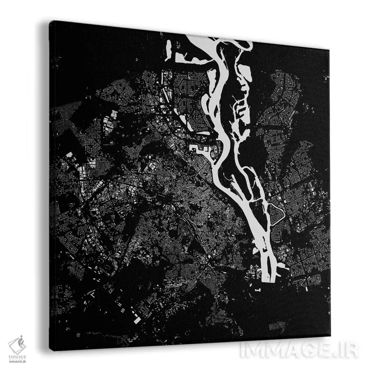 تابلو نقشه شهری کییف (سیاه) اثر اوربانمپ (نقشه شهری؛ استودیو نقشه یا طراح) - نمای پرسپکتیو محصول