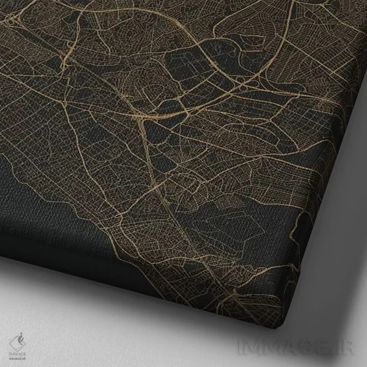 تابلو نقشه راههای شهری استانبول (طلایی) اثر اوربانمپ (نقشه شهری؛ استودیو نقشه یا طراح) - نمای نزدیک بافت بوم