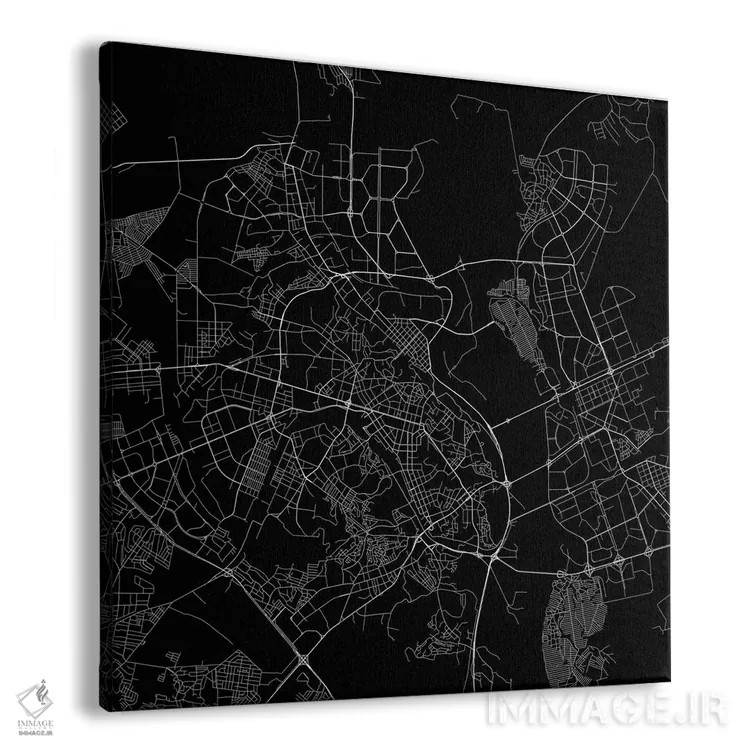 تابلو نقشه راههای شهری کییف (سیاه) اثر اوربانمپ (نقشه شهری؛ استودیو نقشه یا طراح) - نمای پرسپکتیو محصول