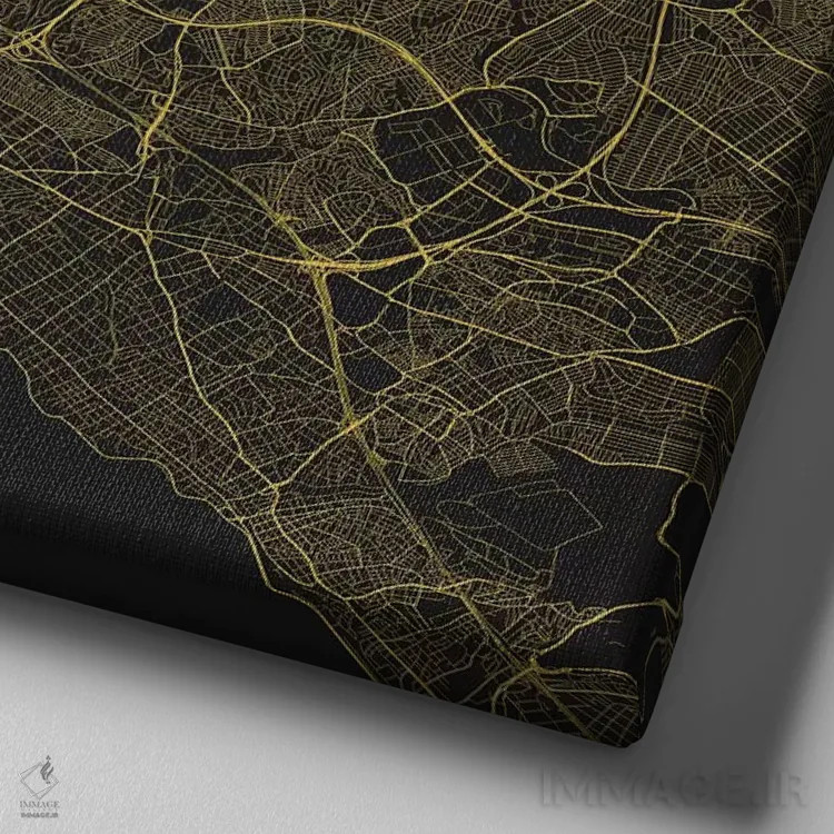 تابلو نقشه راههای شهری استانبول (زرد) اثر اوربانمپ (نقشه شهری؛ استودیو نقشه یا طراح) - نمای نزدیک بافت بوم