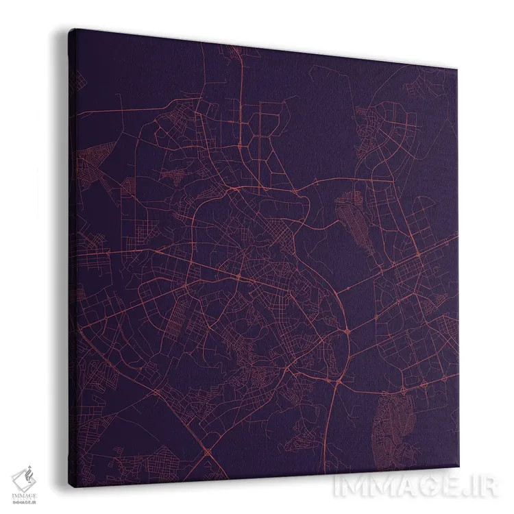 تابلو نقشه راههای شهری کییف (شب بنفش) اثر اوربانمپ (نقشه شهری؛ استودیو نقشه یا طراح) - نمای پرسپکتیو محصول