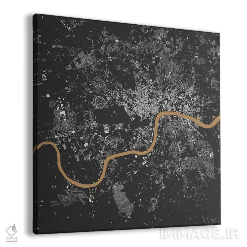 تابلو نقشه شهری لندن (سیاه و طلایی) اثر اوربانمپ (نقشه شهری؛ استودیو نقشه یا طراح) - نمای پرسپکتیو محصول