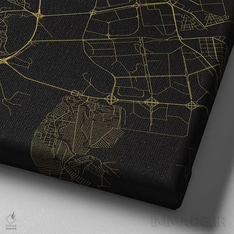 تابلو نقشه راههای شهری کییف (زرد) اثر اوربانمپ (نقشه شهری؛ استودیو نقشه یا طراح) - نمای نزدیک بافت بوم