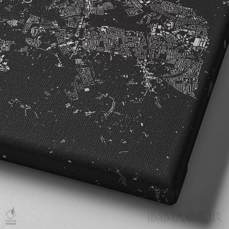 تابلو نقشه شهری لندن (سیاه و طلایی) اثر اوربانمپ (نقشه شهری؛ استودیو نقشه یا طراح) - نمای نزدیک بافت بوم