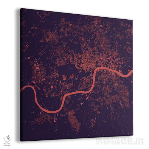 تابلو نقشه شهری لندن (شب بنفش) اثر اوربانمپ (نقشه شهری؛ استودیو نقشه یا طراح) - نمای پرسپکتیو محصول