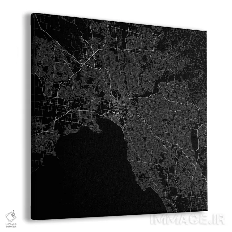 تابلو نقشه راههای شهری ملبورن (سیاه) اثر اوربانمپ (نقشه شهری؛ استودیو نقشه یا طراح) - نمای پرسپکتیو محصول