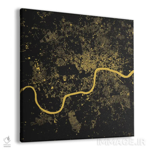 تابلو نقشه شهری لندن (زرد) اثر اوربانمپ (نقشه شهری؛ استودیو نقشه یا طراح) - نمای پرسپکتیو محصول