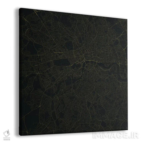 تابلو نقشه راههای شهری لندن (زرد) اثر اوربانمپ (نقشه شهری؛ استودیو نقشه یا طراح) - نمای پرسپکتیو محصول