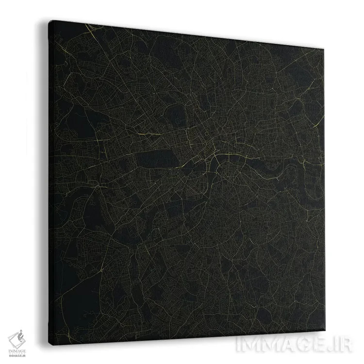 تابلو نقشه راههای شهری لندن (زرد) اثر اوربانمپ (نقشه شهری؛ استودیو نقشه یا طراح) - نمای پرسپکتیو محصول