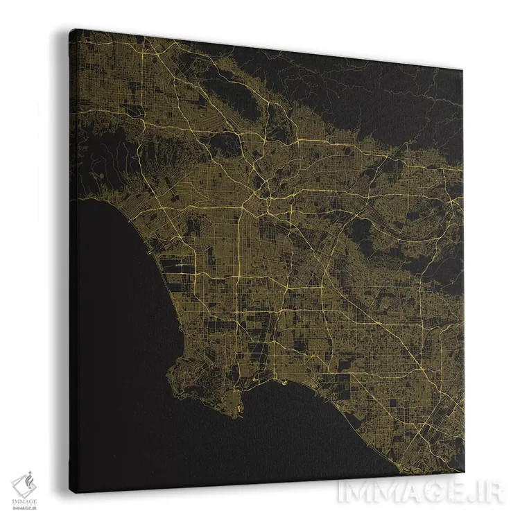 تابلو نقشه راههای شهری لسآنجلس (زرد) اثر اوربانمپ (نقشه شهری؛ استودیو نقشه یا طراح) - نمای پرسپکتیو محصول