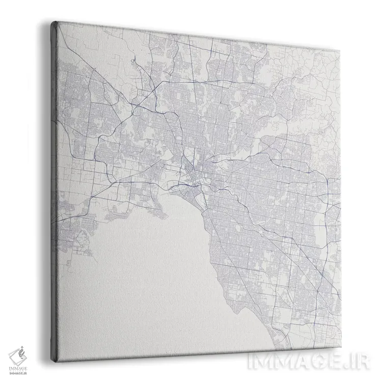 تابلو نقشه راههای شهری ملبورن (آبی) اثر اوربانمپ (نقشه شهری؛ استودیو نقشه یا طراح) - نمای پرسپکتیو محصول