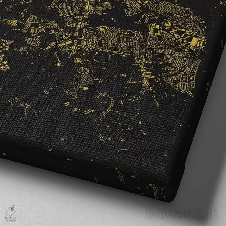 تابلو نقشه شهری لندن (زرد) اثر اوربانمپ (نقشه شهری؛ استودیو نقشه یا طراح) - نمای نزدیک بافت بوم