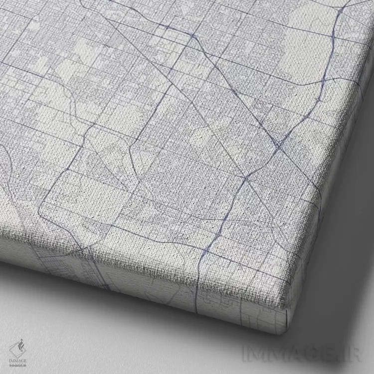 تابلو نقشه راههای شهری ملبورن (آبی) اثر اوربانمپ (نقشه شهری؛ استودیو نقشه یا طراح) - نمای نزدیک بافت بوم