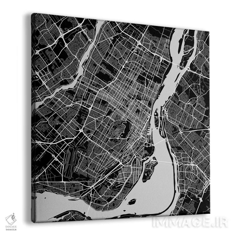 تابلو نقشه راههای شهری مونترال (سیاه) اثر اوربانمپ (نقشه شهری؛ استودیو نقشه یا طراح) - نمای پرسپکتیو محصول