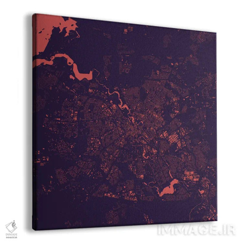 تابلو نقشه شهری مینسک (شب بنفش) اثر اوربانمپ (نقشه شهری؛ استودیو نقشه یا طراح) - نمای پرسپکتیو محصول