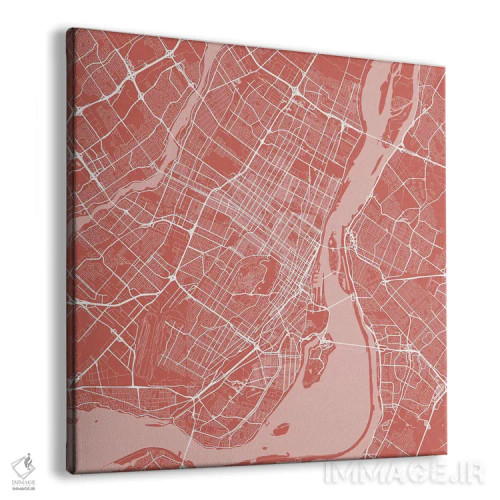 تابلو نقشه راههای شهری مونترال (صورتی) اثر اوربانمپ (نقشه شهری؛ استودیو نقشه یا طراح) - نمای پرسپکتیو محصول