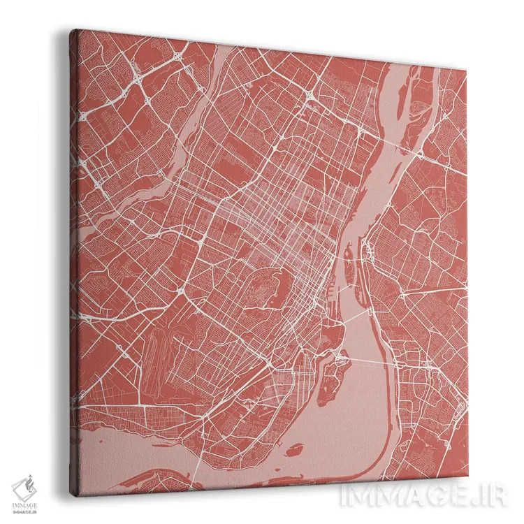 تابلو نقشه راههای شهری مونترال (صورتی) اثر اوربانمپ (نقشه شهری؛ استودیو نقشه یا طراح) - نمای پرسپکتیو محصول